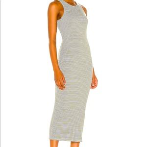 Olive striped midi dress